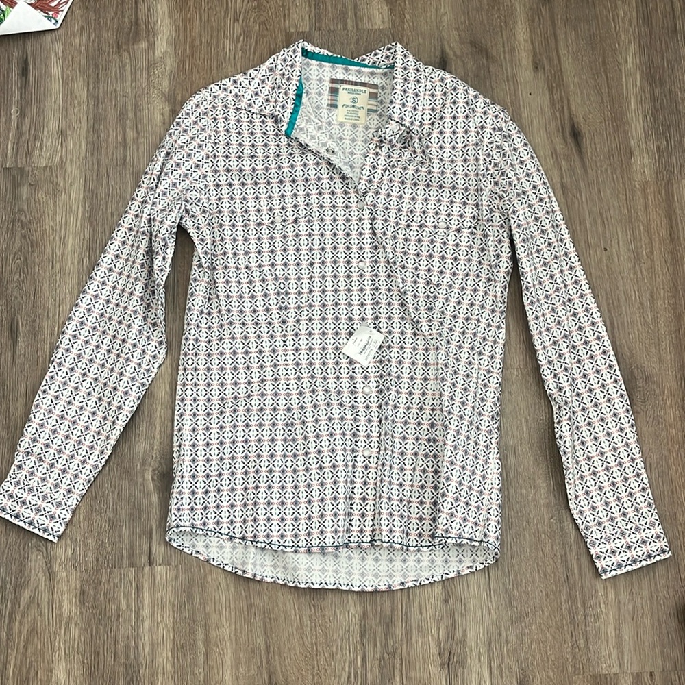panhandle button up multi color